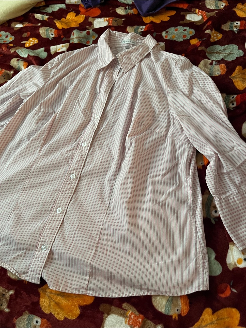 Fashion Bug Pink & White Striped Button-Up Shirt